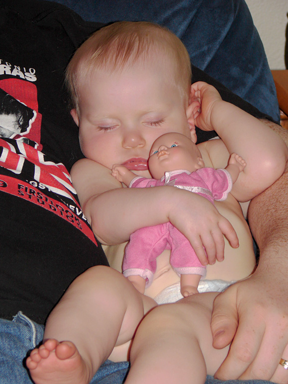 Katelyn taking a nap with her baby doll (187.68 KB)
