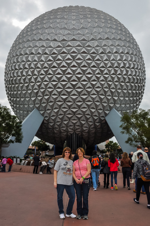My mom and aunt Pam in front of Spaceship Earth. (243.66 KB)
