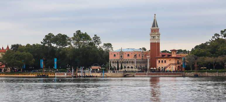 Looking across the World Showcase Lagoon to the Italy pavilion (153.36 KB)