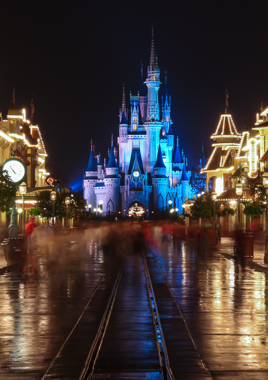 Ghostly crowds on Main Street with Cinderella's Castle standing tall in the center. (249.31 KB)
