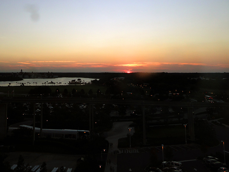 We saw this sunset over Walt Disney World from our elevator lobby. (117.31 KB)