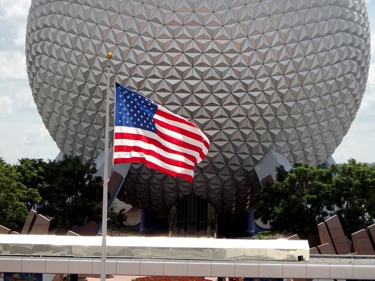 Here's another one of the American flag with Spaceship Earth as a backdrop (256.05 KB)
