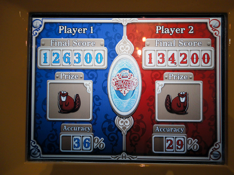 I got a better score than Anna at Toy Story Mania.  Her accuracy was better, but the score is what counts.  :-) (242.82 KB)