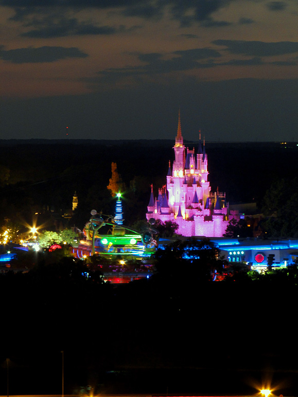 Nighttime shot of Future World at Cinderella's Castle (148.17 KB)