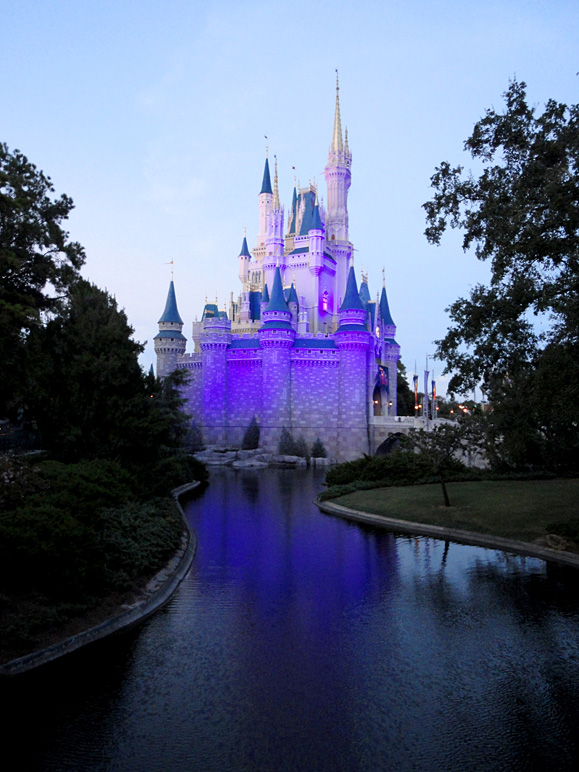 A purple Cinderella's Castle viewed from the side (197.36 KB)