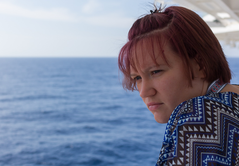 Anna looking out at the ocean from our verandah (163.38 KB)