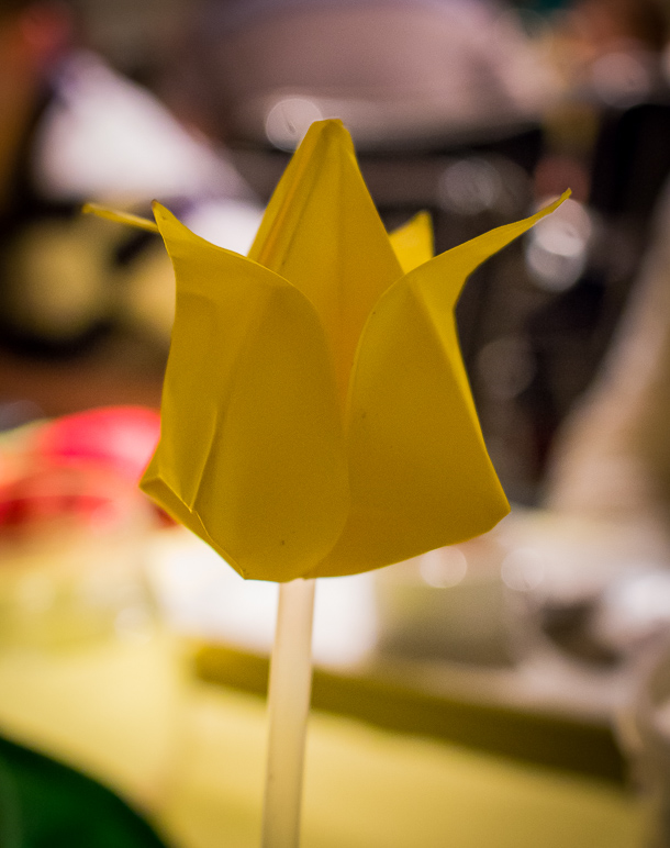 Our drink server Claudia made this origami flower for Katelyn. (165.56 KB)