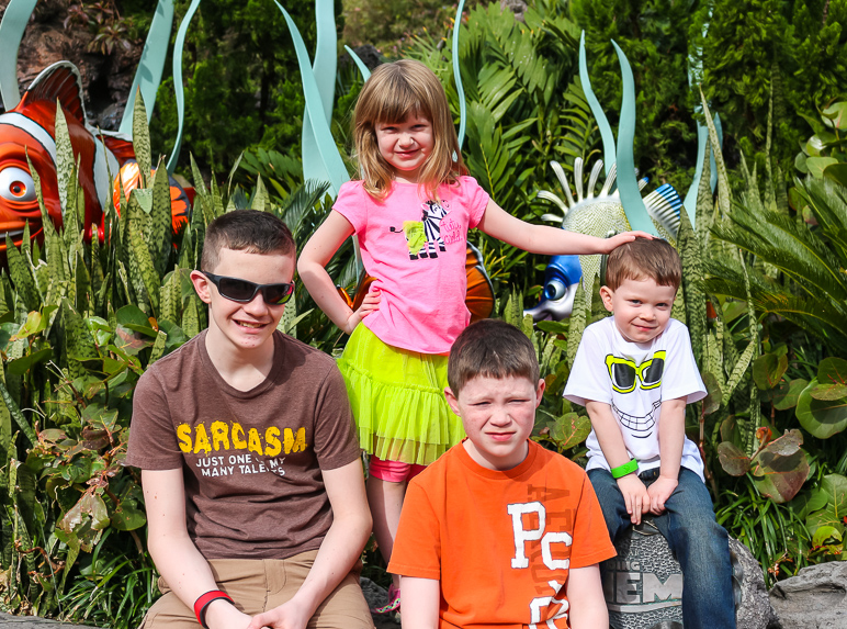 Once again, I got a picture of the kids in front of the Finding Nemo attraction. (404.80 KB)